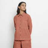 Rust Sandstone 100% Linen Full Sleeve Button-Down Shirt