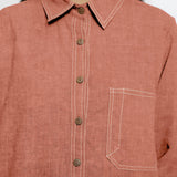 Rust Sandstone Cotton Linen Full Sleeve Button-Down Shirt