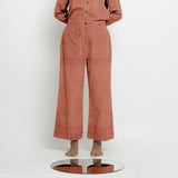 Rust Sandstone Cotton Linen Patch Pocket Wide Legged Pant