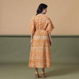 Rust Sandstone Shibori Tie-Dye Cotton Maxi Kaftan Dress