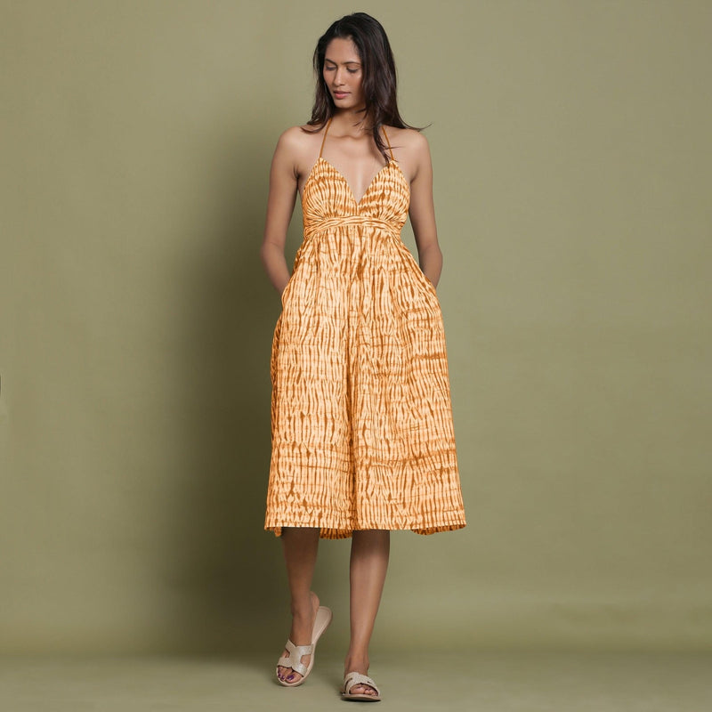 shibori halter tiered midi dress Halter Tiered Midi Dress in Shibori Print