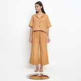 Rust Vegetable Dyed Cotton Notched Collar Crop Shirt