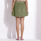 Back View of a Model wearing Sage Green Cotton Corduroy Short Skirt