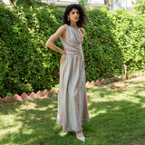 Salmon Pink Crinkled Cotton Boho Infinity Drape Gown with Matching Tube