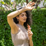 Salmon Pink Yarn Dyed Crinkled Cotton Halter Neck Tier Boho Dress