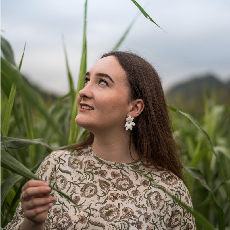 Front View of a Model wearing Sanganeri Block Printed Midi Tent Dress