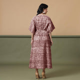 Back View of a Model wearing Sangria Wine Shibori Kaftan Dress