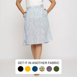 Front View of a Model wearing Sky Blue Yarn Dyed Cotton Relaxed Fit Skirt