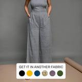 Front View of a Model wearing Slate Grey Handspun Cotton High-Rise Wide Legged Pant