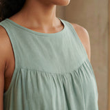 Smoke Green Cotton Tiered Mini Sundress