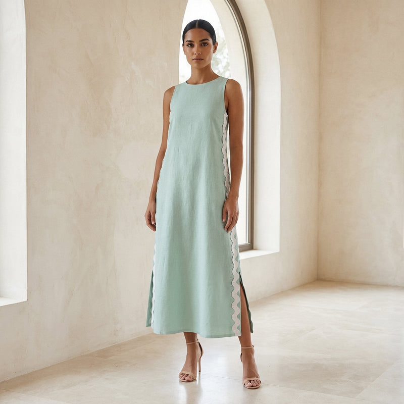 slim fit dress slacks Green and White Stripe Tula Dress S main image 0