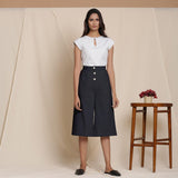 Front View of a Model wearing Warm Cotton Flannel Black Culottes