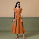 Reversible Rust Tie-Dye Cotton V-Neck Maxi Wrap Dress
