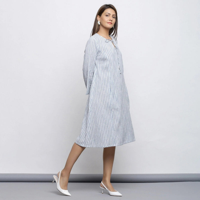 Princess Line Frock Buy Striped Crinkled Cotton Knee Length Princess Line Dress Online at ...