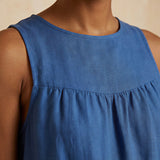 Teal Blue Cotton Tiered Mini Sundress