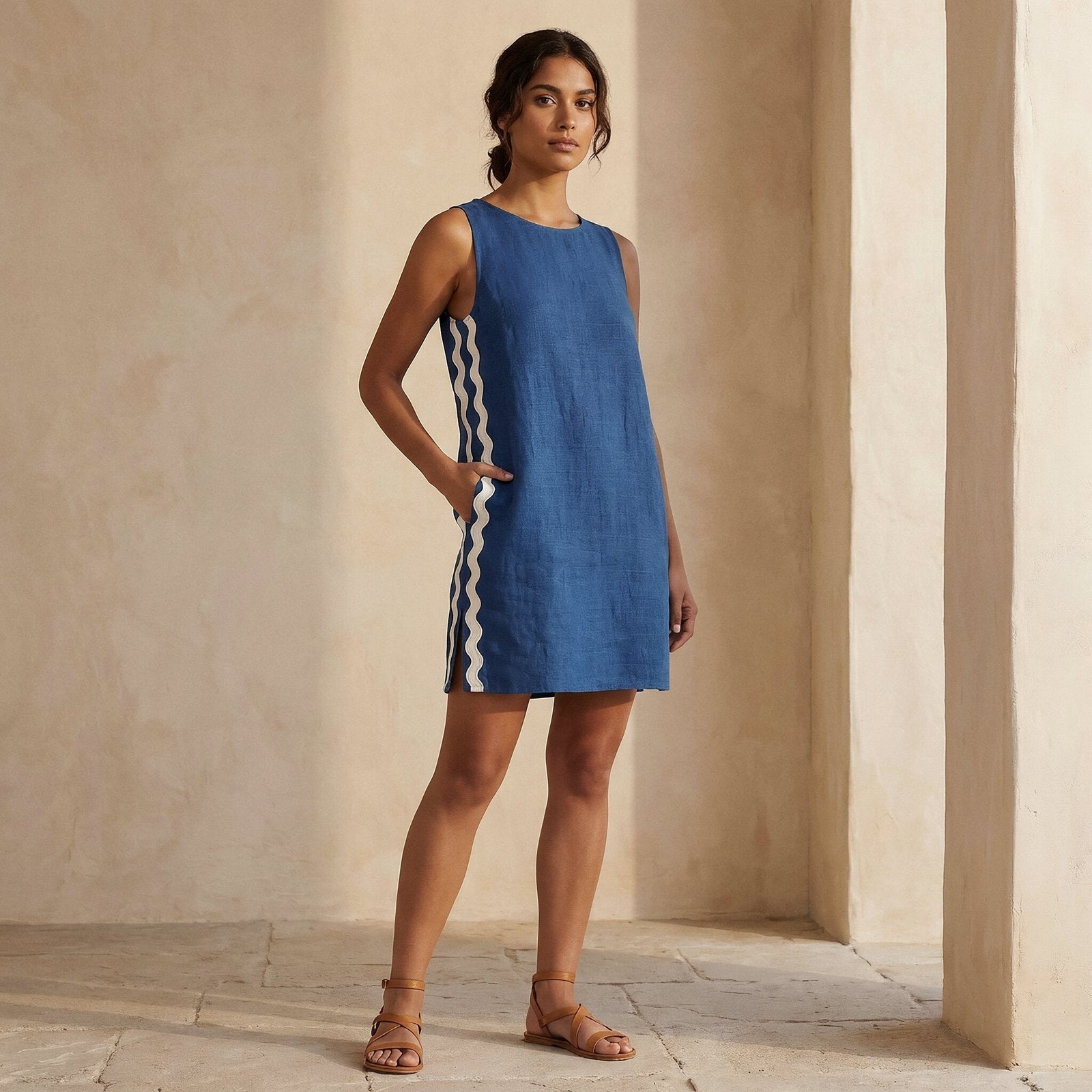 blue shift dress Buy Teal Blue Cotton Wavy Stripe Short Shift Dress Online at SeamsFriendly