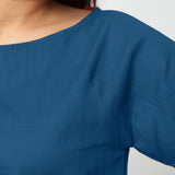 Teal Boat Neck Half Sleeve 100% Cotton Top