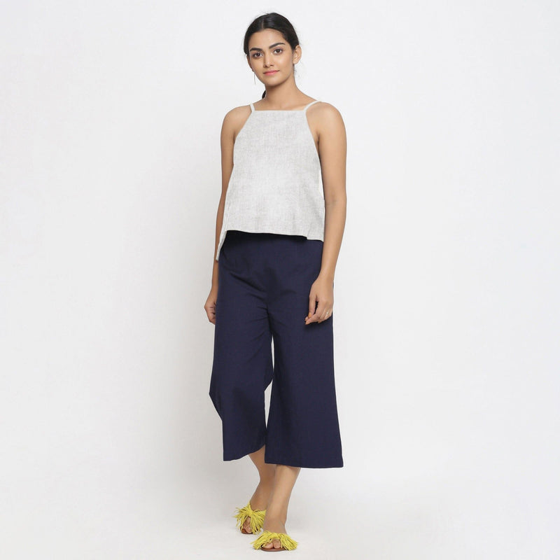 Undyed Cotton Linen Strap Sleeve Spaghetti Top