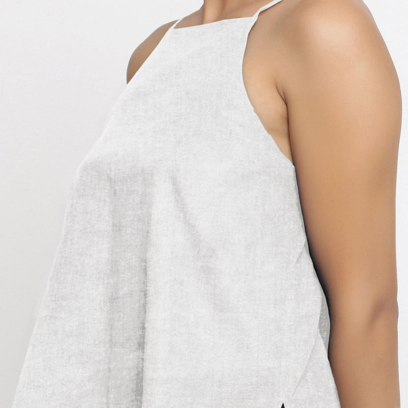 Undyed Cotton Linen Strap Sleeve Spaghetti Top