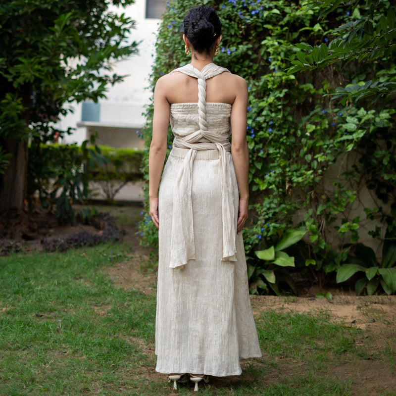 Undyed Crinkled Cotton Flax Boho Infinity Drape Gown with Matching Tube 40" / Custom Height (Free) Undyed Crinkled Cotton Flax Boho Infinity Drape Gown with Matching Tube 40" / Custom Height (Free)