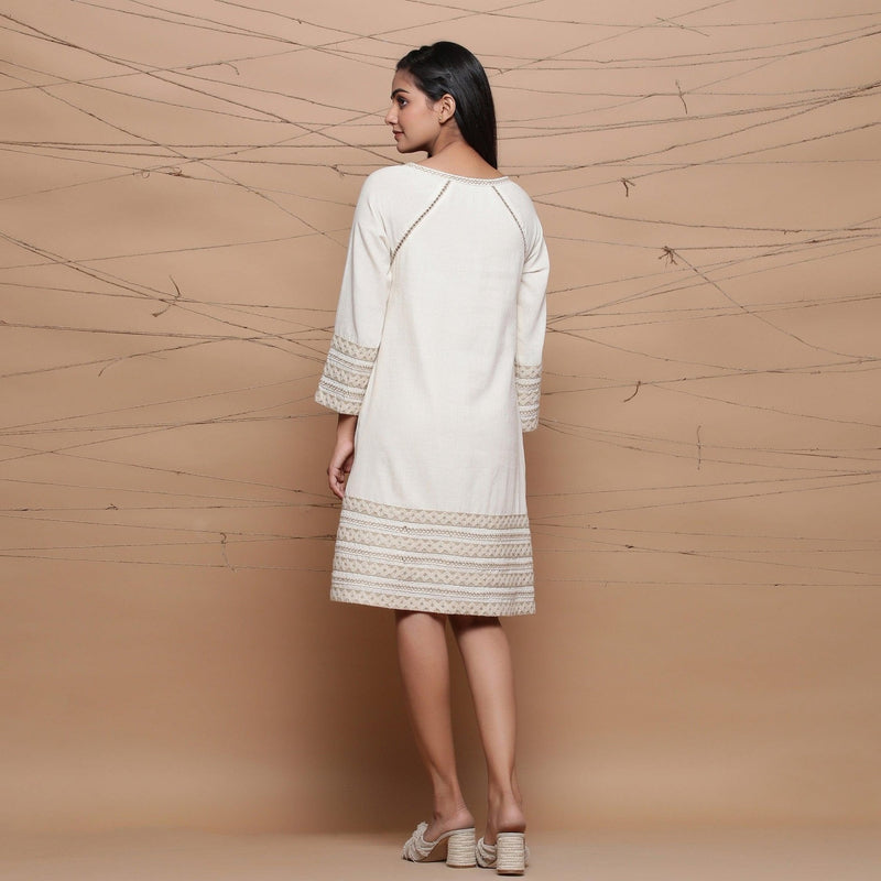Undyed Ecru Handspun Cotton Muslin Knee Length A-Line Dress 62" / Regular (5'2" - 5'6") Undyed Ecru Handspun Cotton Muslin Knee Length A-Line Dress 62" / Regular (5'2" - 5'6")