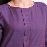 Front Detail of a Model wearing Boat Neck Midi Cotton Shift Dress