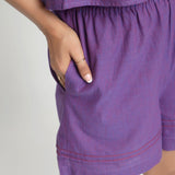 Front Detail of a Model wearing Violet Striped Mangalgiri Cotton Shorts