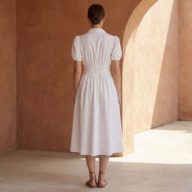 White 100% Cotton Button-Down Midi Shirt Dress 42" / Regular (5'2" - 5'6") White 100% Cotton Button-Down Midi Shirt Dress 42" / Regular (5'2" - 5'6")