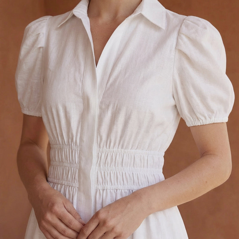White 100% Cotton Button-Down Midi Shirt Dress 42" / Regular (5'2" - 5'6") White 100% Cotton Button-Down Midi Shirt Dress 42" / Regular (5'2" - 5'6")