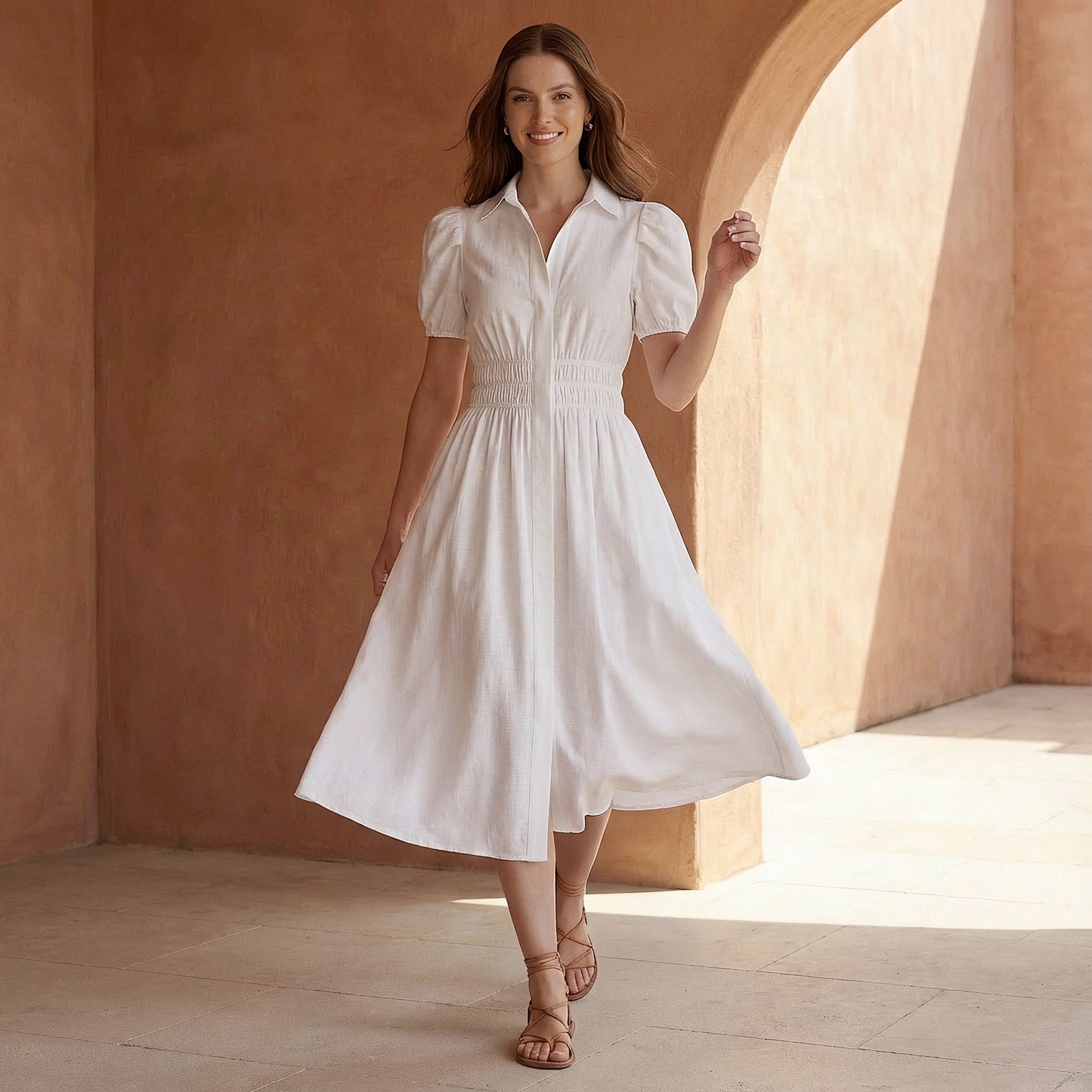 white christmas dresses White Cotton Poplin Callahan Shirt Dress