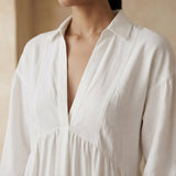 White Cotton Deep-V Maxi Tier Dress