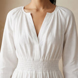 White Cotton Fit and Flare Maxi Tier Dress