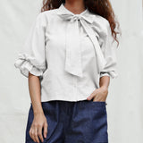 White Cotton Flax Button-Down Shirt