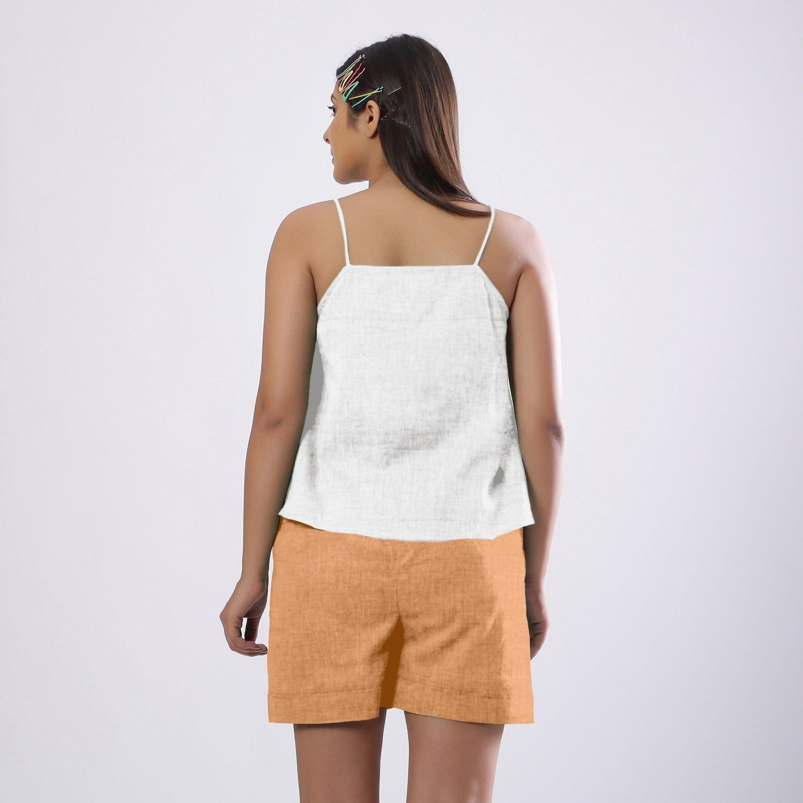 Buy White Cotton Linen Flared Camisole Top Online at SeamsFriendly