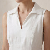 White Cotton Paneled Sleeveless Maxi Dress