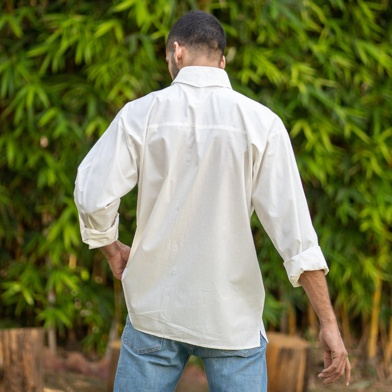 White Cotton Poplin Patch Pocket Oversized Shirt