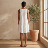 White Cotton Tiered Mini Sundress