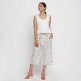 Front View of a Model wearing Floral Block Printed Low Rise Culottes