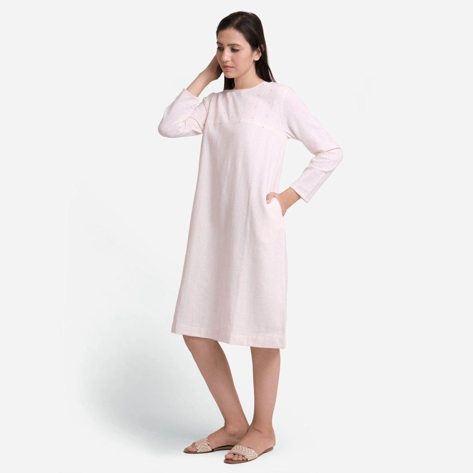 white shift dress knee length Buy White Hand Beaded Cotton Knee Length Shift Dress Online at SeamsFriendly