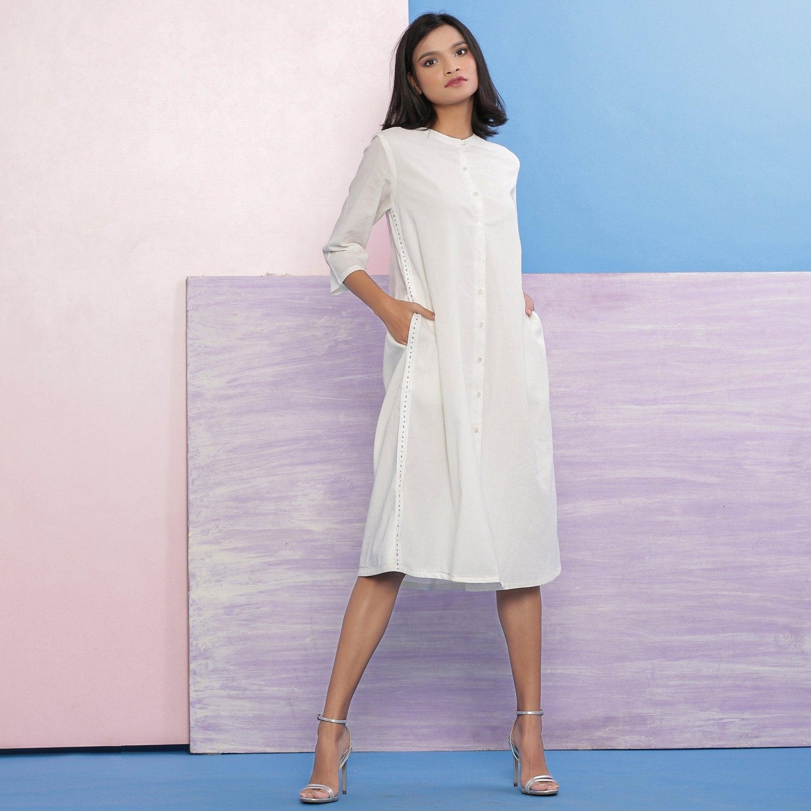 White Organic 100% Cotton Lace Midi Shirt Dress 54" / Petite (5'1" and below) White Organic 100% Cotton Lace Midi Shirt Dress 54" / Petite (5'1" and below)