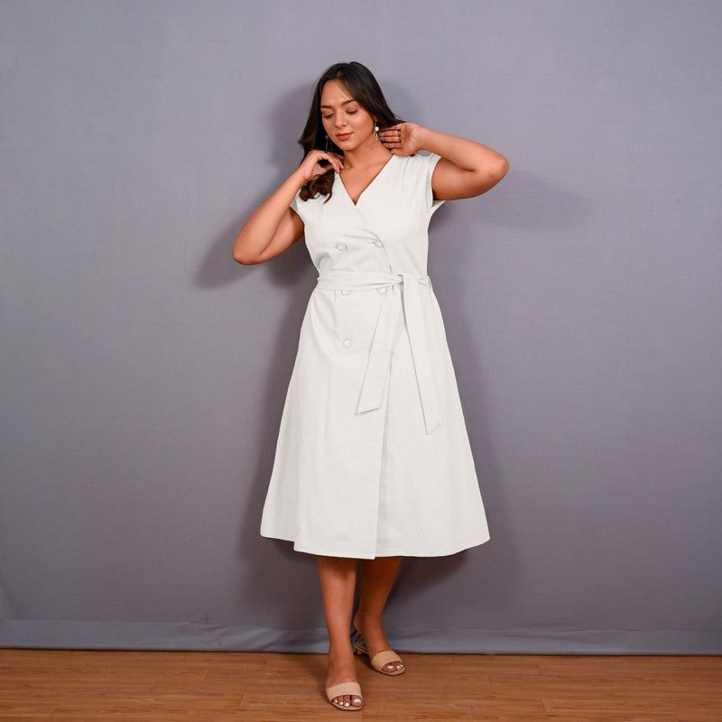 White Warm Cotton Flannel Button-Down A-Line Midi Dress 28" / Petite (5'1" and below) White Warm Cotton Flannel Button-Down A-Line Midi Dress 28" / Petite (5'1" and below)