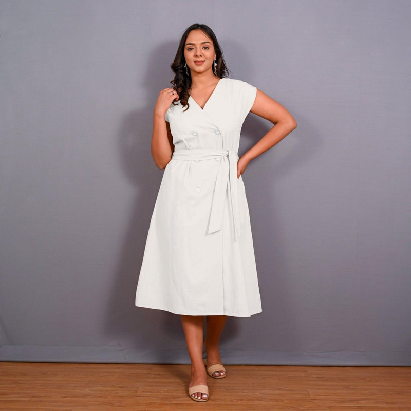 White Warm Cotton Flannel Button-Down A-Line Midi Dress 28" / Petite (5'1" and below) White Warm Cotton Flannel Button-Down A-Line Midi Dress 28" / Petite (5'1" and below)