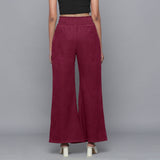 Wine Warm Cotton Corduroy Elasticated Bootcut Pant