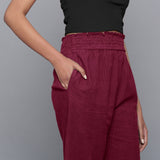 Wine Warm Cotton Corduroy Elasticated Bootcut Pant