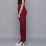 Wine Warm Cotton Corduroy Elasticated Bootcut Pant
