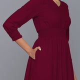 Wine Warm Cotton Corduroy Short Dress