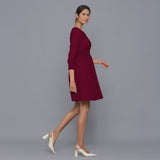 Wine Warm Cotton Corduroy Short Dress