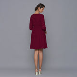 Wine Warm Cotton Corduroy Short Dress