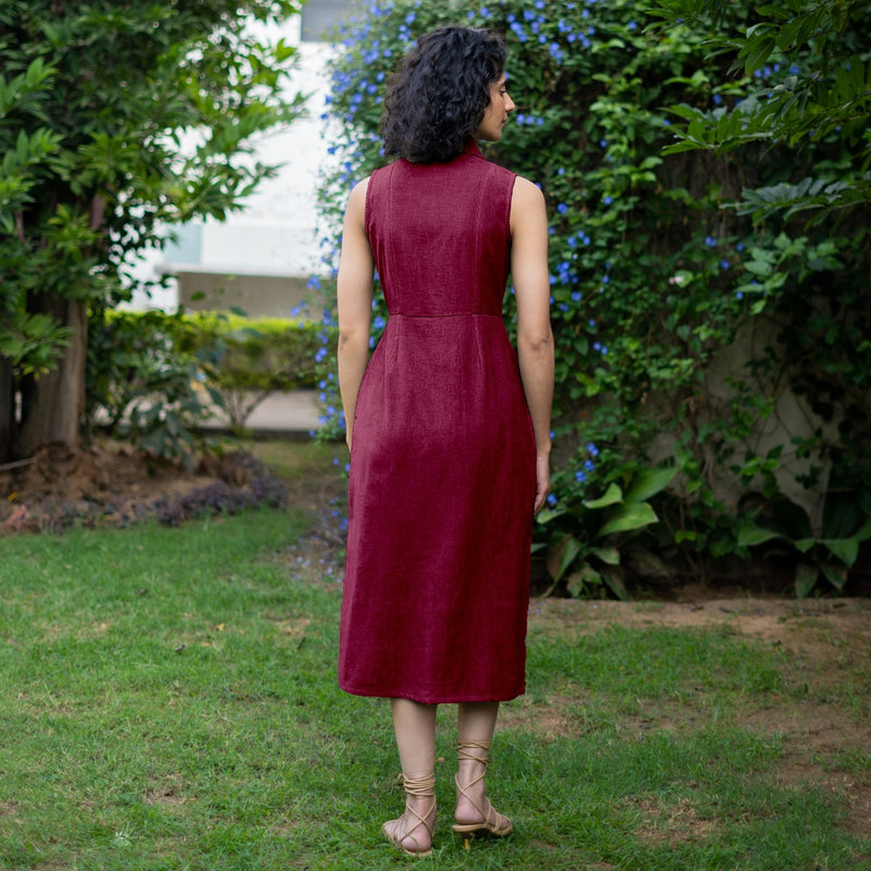 Buy Wine Warm Cotton Corduroy Sleeveless Midi Blazer Dress Online at SeamsFriendly Buy Wine Warm Cotton Corduroy Sleeveless Midi Blazer Dress Online at SeamsFriendly