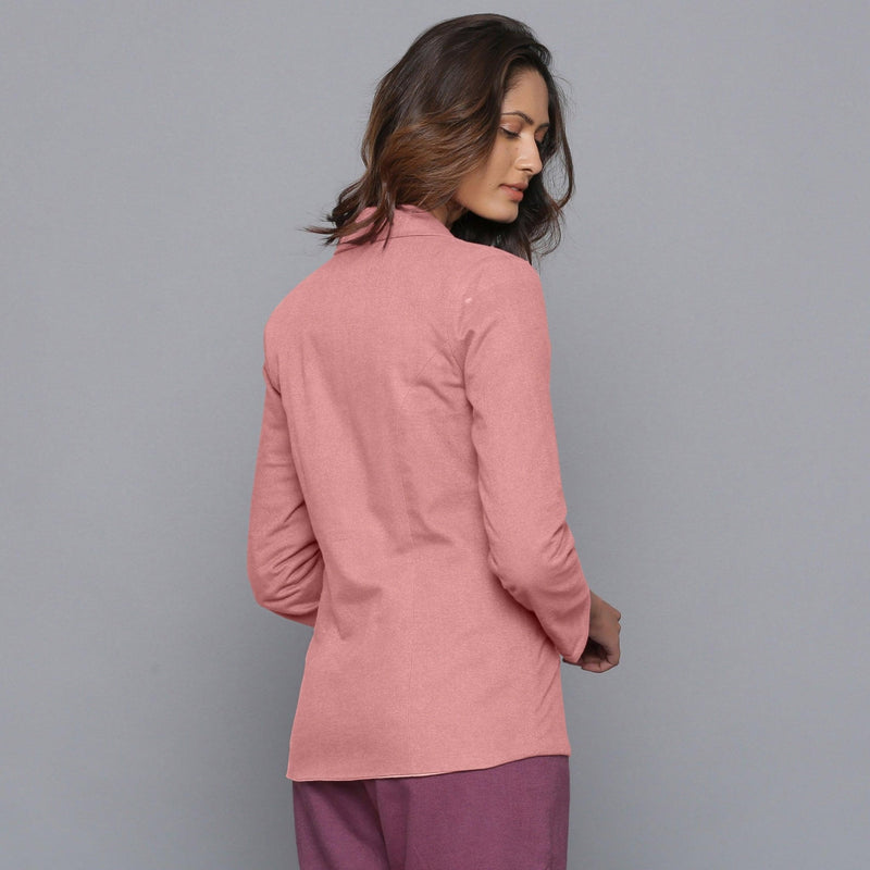 Back View of a Model wearing English Rose Slim Fit Flannel Blazer